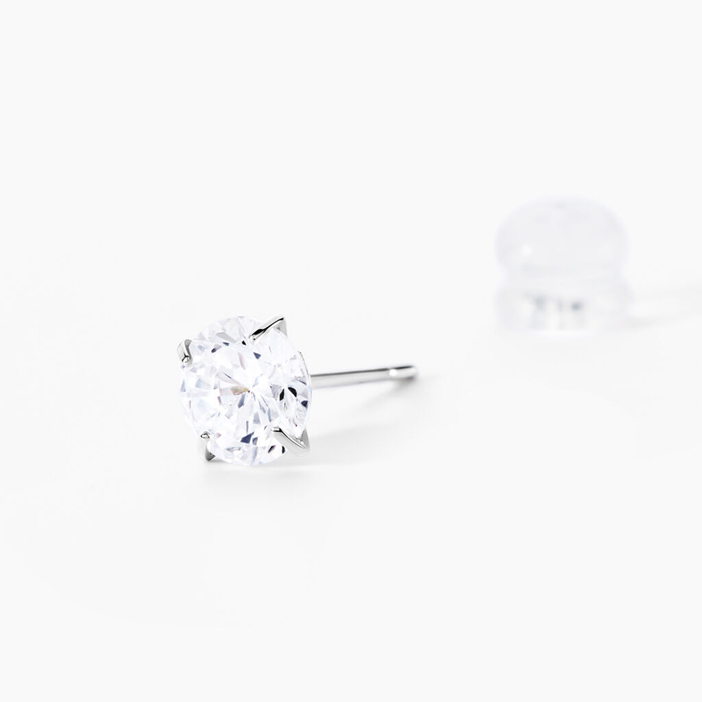 Boucles D'oreilles Puces Or Blanc Katherina Oxyde De Zirconium - Clous d'oreilles Femme | Histoire d’Or