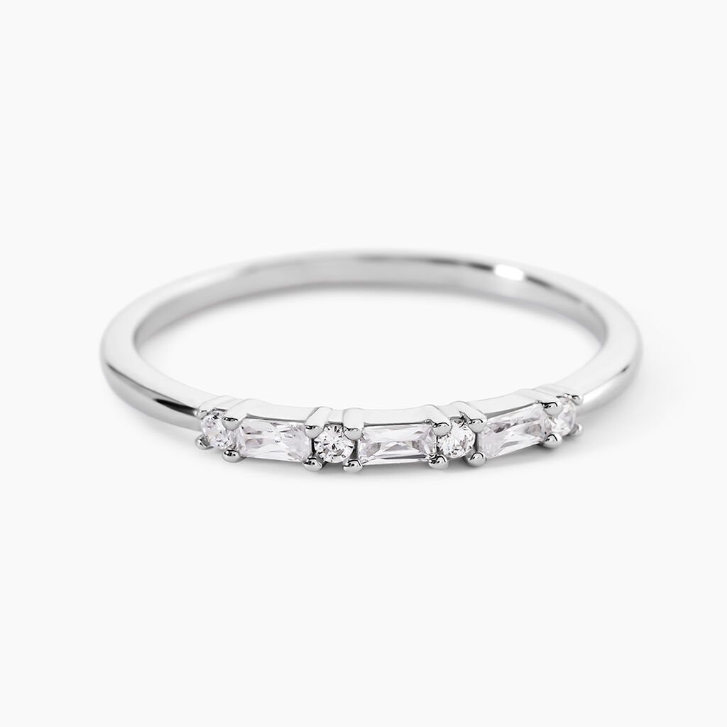 Bague Baguette Argent Blanc Oxyde De Zirconium - Bagues avec pierre Femme | Histoire d&rsquo;Or