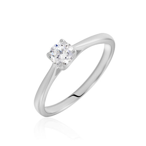 Bague Solitaire Fiona Or Blanc Diamant Synthetique - Bagues solitaires Femme | Histoire d’Or