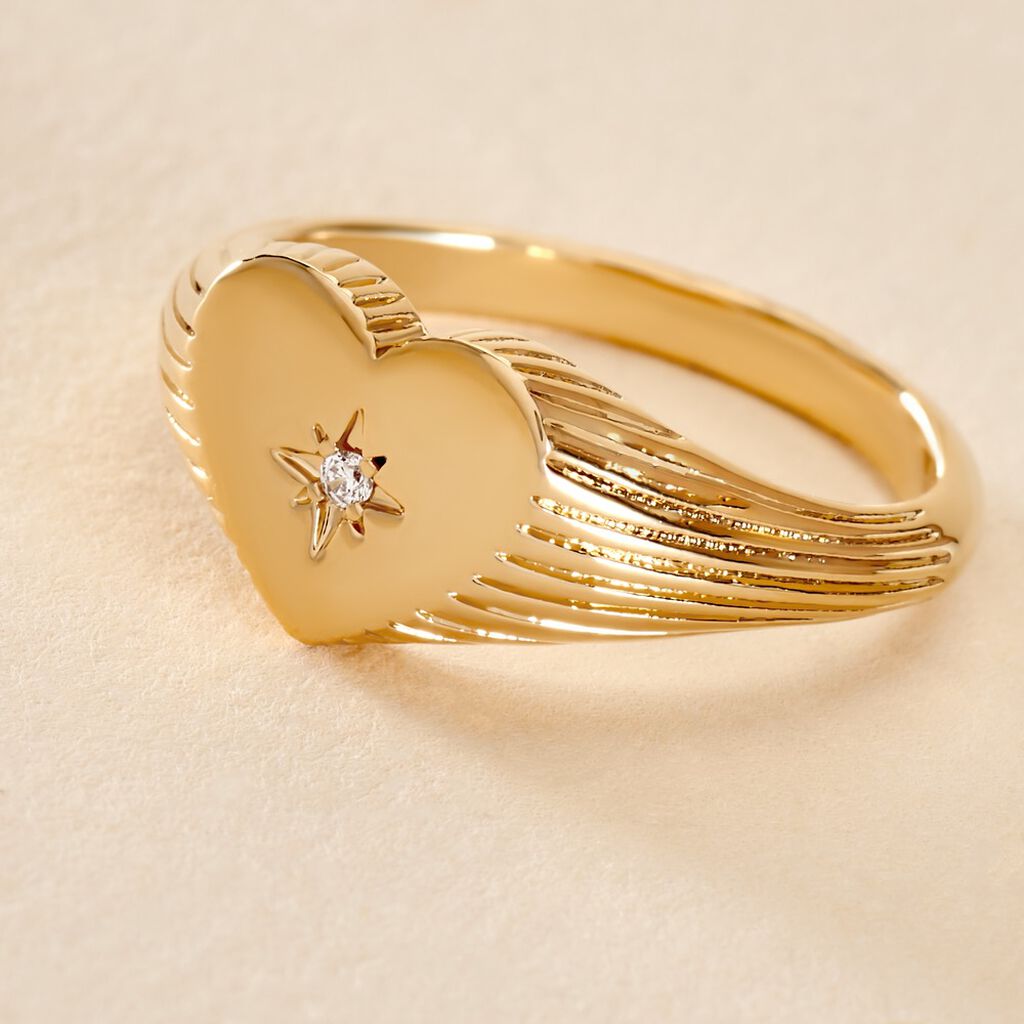 Chevalière Lola Plaqué Or Jaune Oxyde De Zirconium - Chevalières Femme | Histoire d’Or