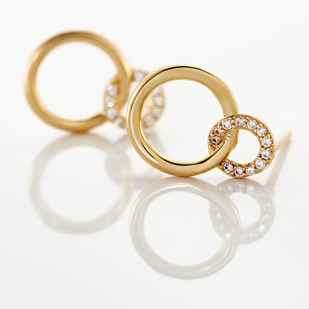 Boucles D'oreilles Pendantes Essia Plaqué Or Jaune Oxyde De Zirconium - Boucles d'oreilles fantaisie Femme | Histoire d’Or