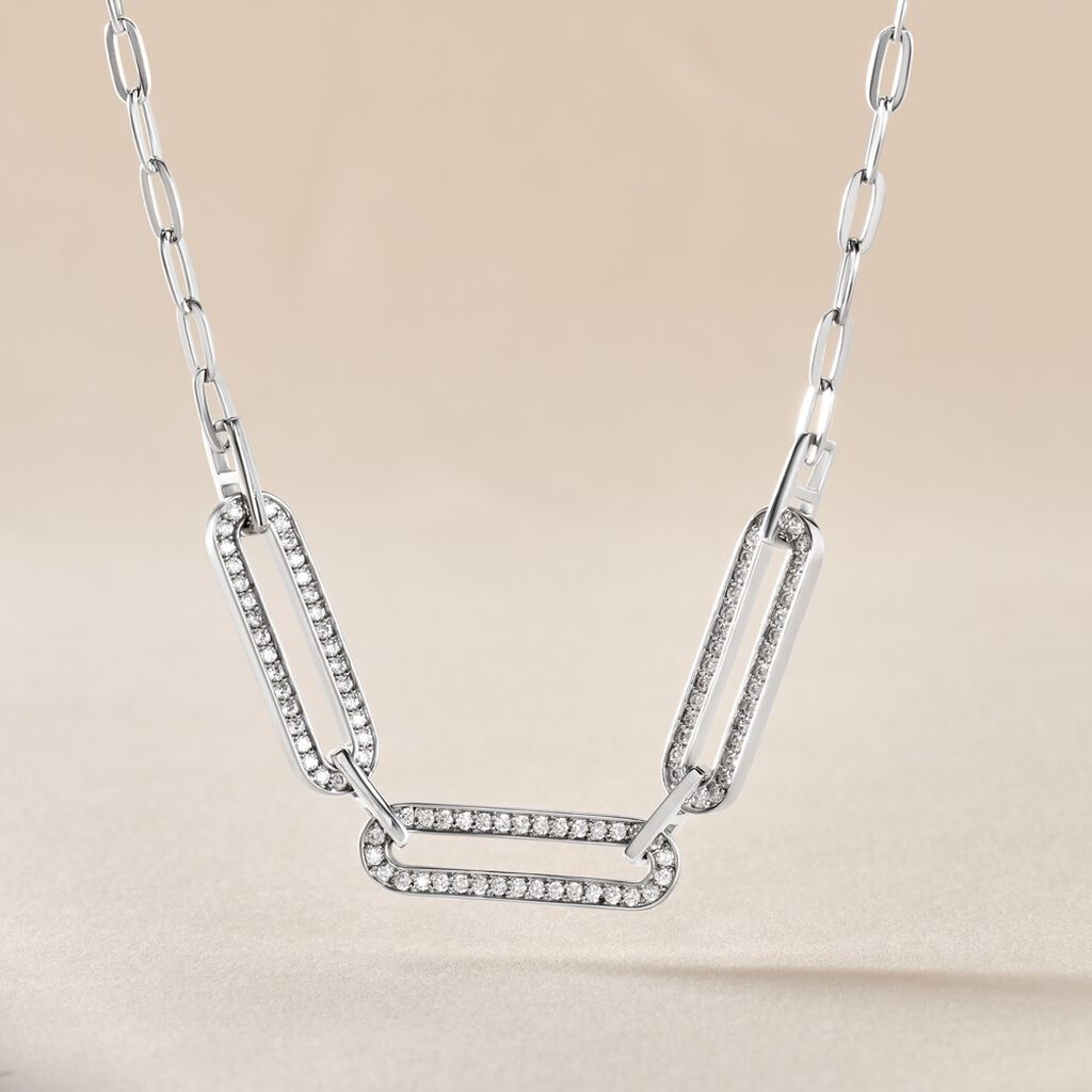 Collier Trait D'union Argent Blanc Oxyde De Zirconium - Colliers Femme | Histoire d&rsquo;Or