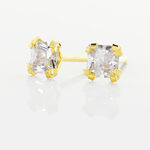 Boucles D'oreilles Puces Doreen Carre Or Jaune Oxyde De Zirconium - Clous d'oreilles Femme | Histoire d&rsquo;Or