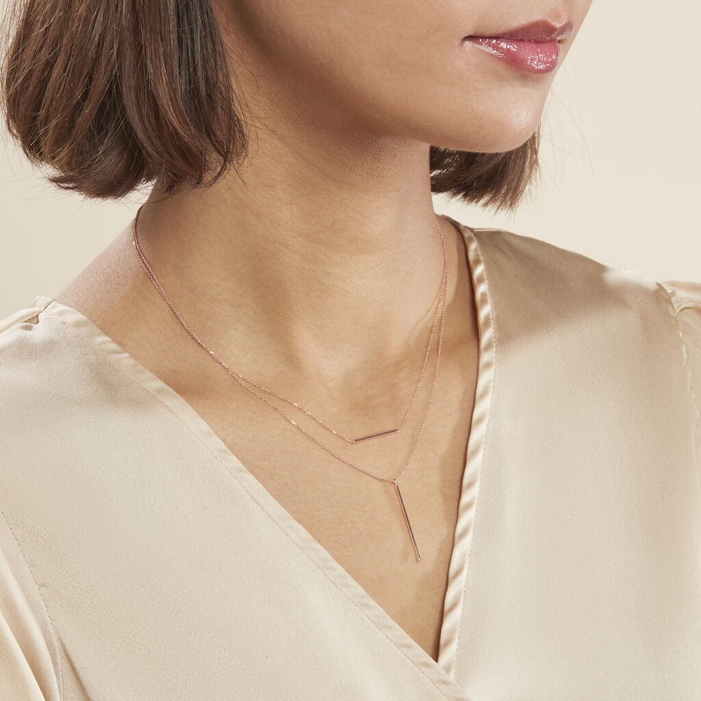 Collier Pink Or Rose - Colliers doubles et triples chaînes Femme | Histoire d’Or