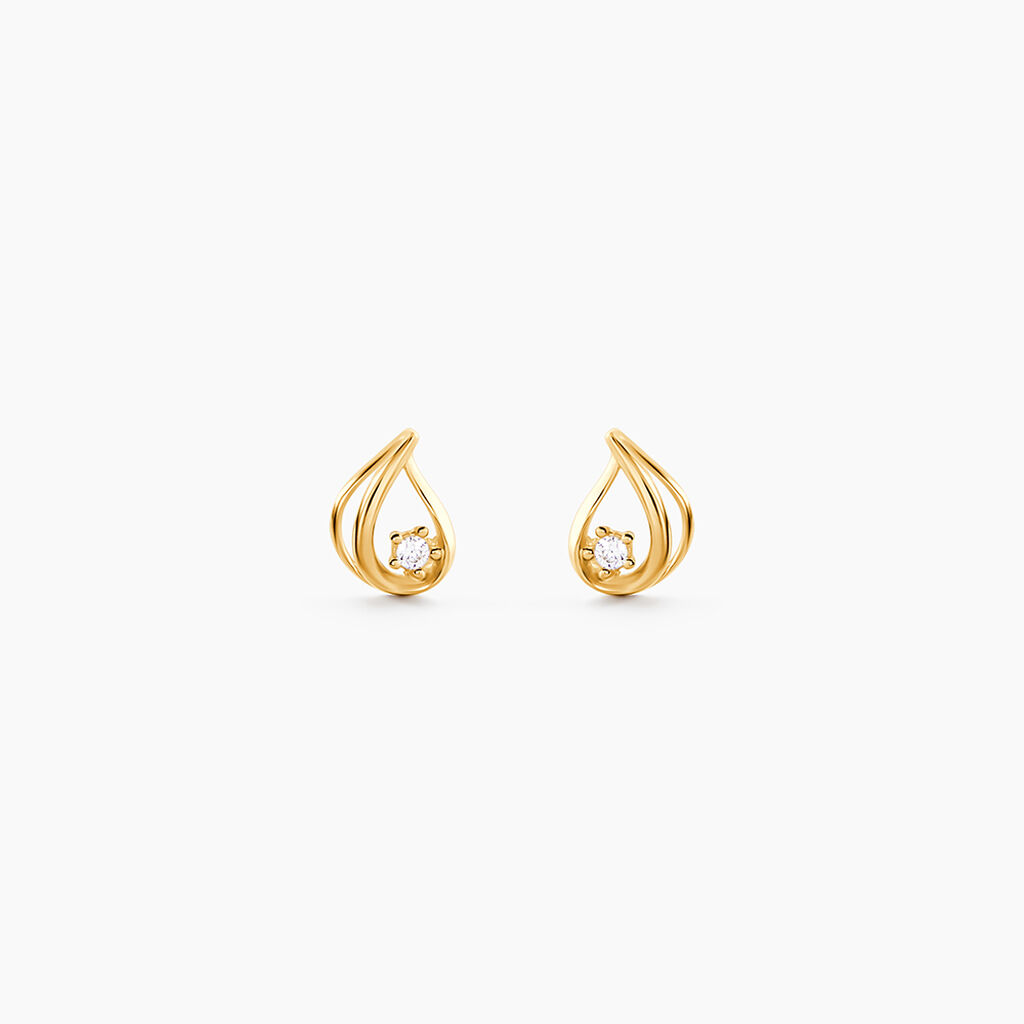 Boucles D'Oreilles Puces Pramod Or Jaune Oxyde De Zirconium - Clous d'oreilles Femme | Histoire d&rsquo;Or
