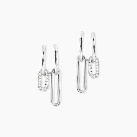 Cr&eacute;oles Maurine Argent Blanc Oxyde De Zirconium - Boucles d'oreilles cr&eacute;oles Femme | Histoire d&rsquo;Or