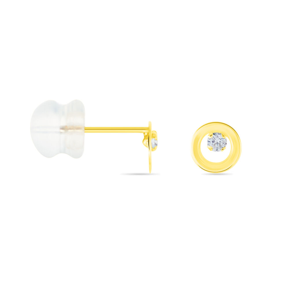 Boucles D'oreilles Puces Edmee Cercle Or Jaune Oxyde De Zirconium - Clous d'oreilles Femme | Histoire d’Or