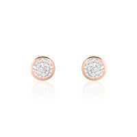 Boucles D'oreilles Puces Edmee Cercle 0 Or Rose Strass