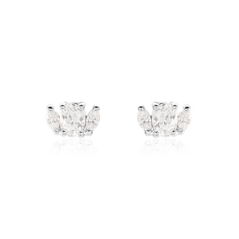 Boucles D'oreilles Puces Winter Sweetness Argent Blanc Oxyde - Boucles d'oreilles fantaisie Femme | Histoire d’Or