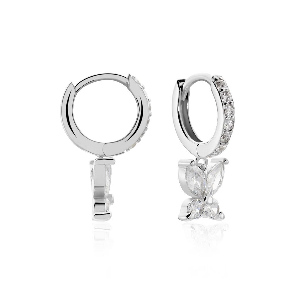 Créoles Argent Blanc Karitate Oxydes De Zirconium - Boucles d'oreilles créoles Femme | Histoire d’Or