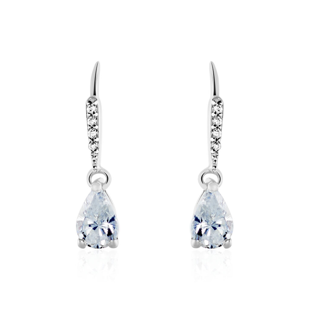 Boucles D'oreilles Pendantes Adib Or Blanc Oxyde De Zirconium - Boucles d'oreilles pendantes Femme | Histoire d’Or