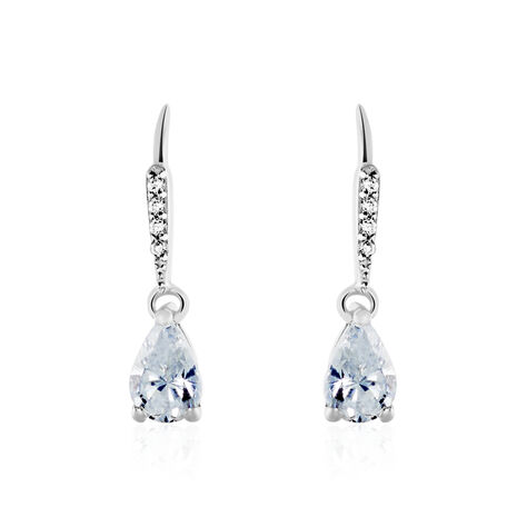 Boucles D'oreilles Pendantes Adib Or Blanc Oxyde De Zirconium - Boucles d'oreilles pendantes Femme | Histoire d’Or