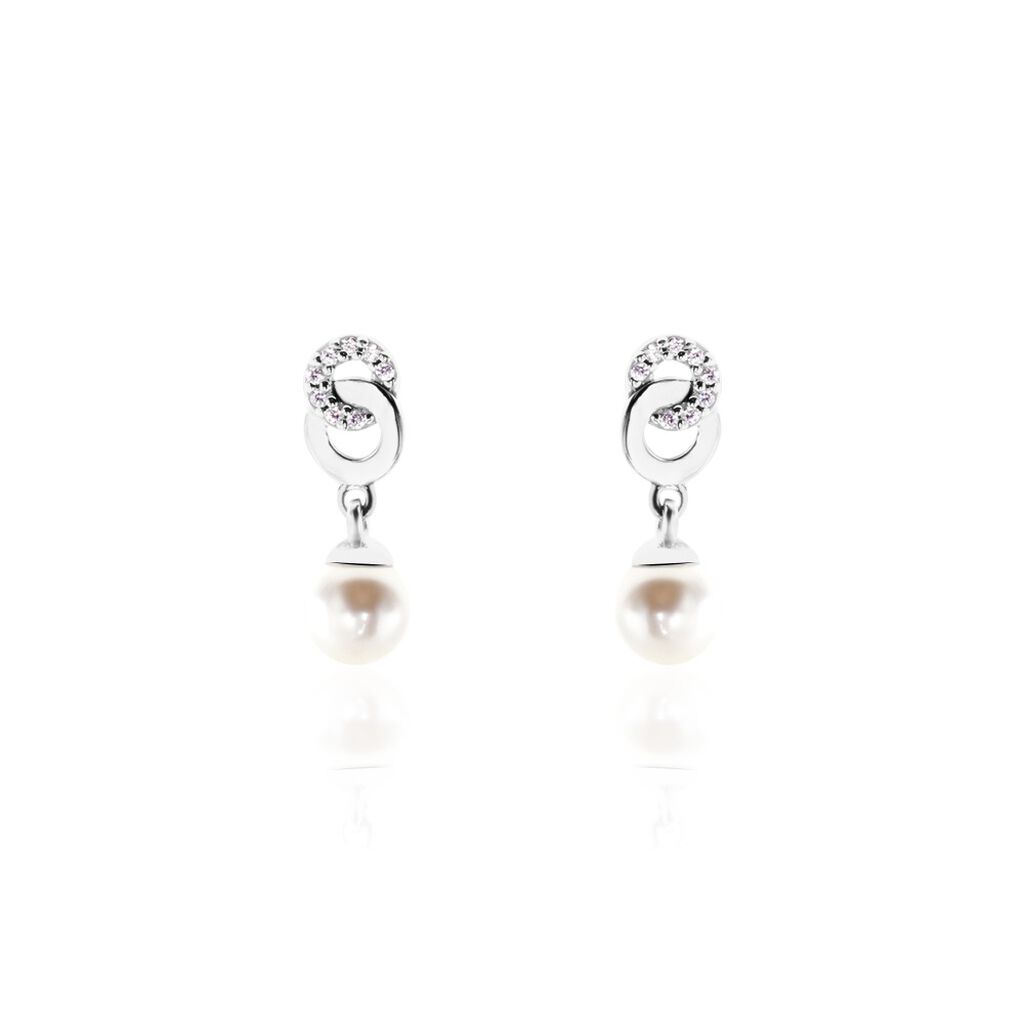 Boucles D'oreilles Pendantes Anilie Argent Blanc Perle D'imitation - Boucles d'oreilles fantaisie Femme | Histoire d&rsquo;Or