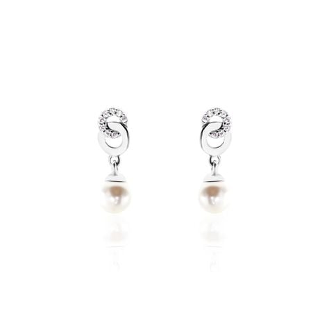 Boucles D'oreilles Pendantes Anilie Argent Blanc Perle D'imitation - Boucles d'oreilles fantaisie Femme | Histoire d&rsquo;Or