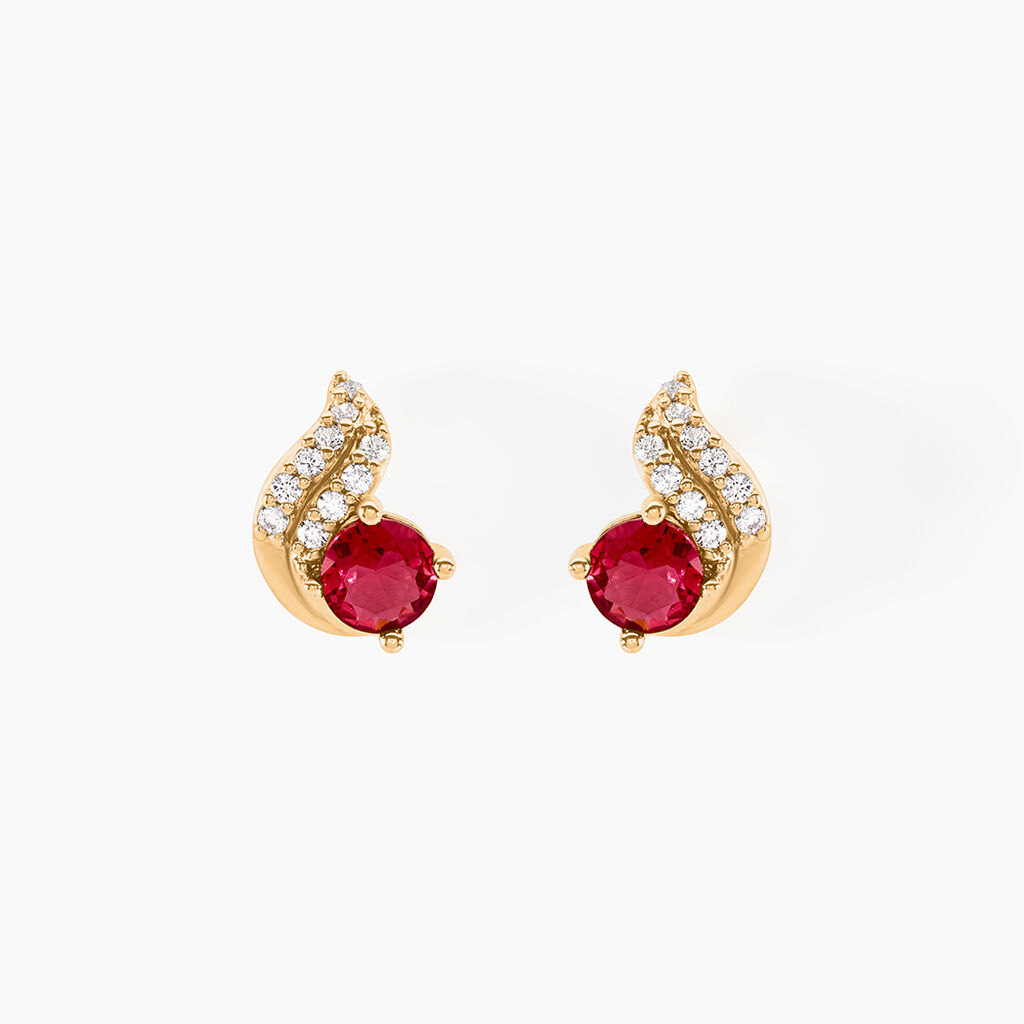 Boucles D'oreilles Puces Tyana Plaqué Or Jaune Oxyde De Zirconium - Boucles d'oreilles fantaisie Femme | Histoire d’Or