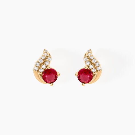 Boucles D'oreilles Puces Tyana Plaqué Or Jaune Oxyde De Zirconium - Boucles d'oreilles fantaisie Femme | Histoire d’Or