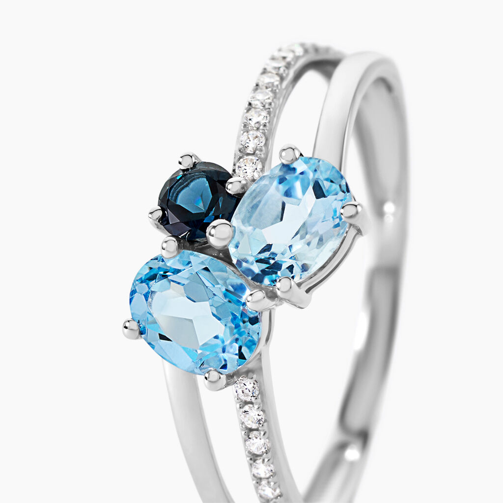 Bague Lilia Or Blanc Topaze - Bagues solitaires Femme | Histoire d&rsquo;Or