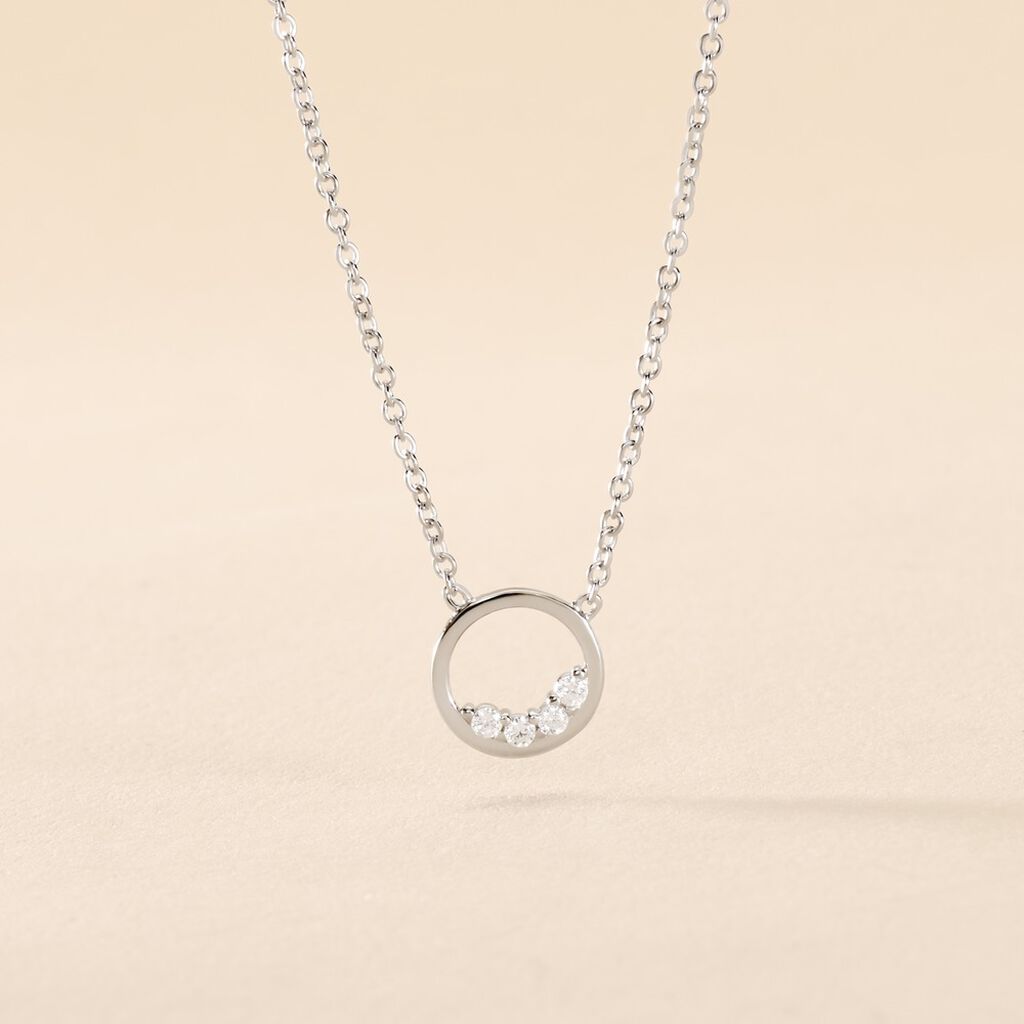 Collier Court Argent Blanc Vivence Oxyde De Zirconium - F&ecirc;te des m&egrave;res Femme | Histoire d&rsquo;Or