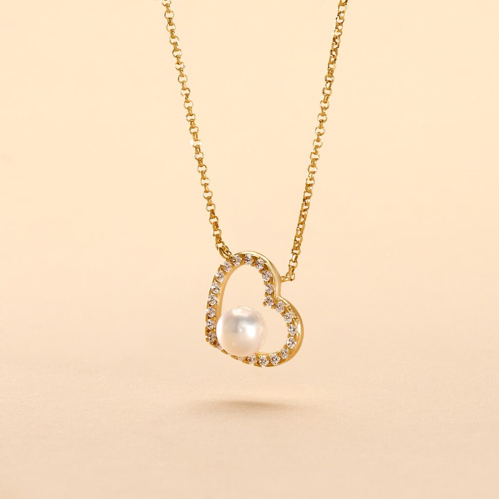 Collier Or Jaune Cagiris Oxydes Et Perle De Culture - Colliers Femme | Histoire d’Or