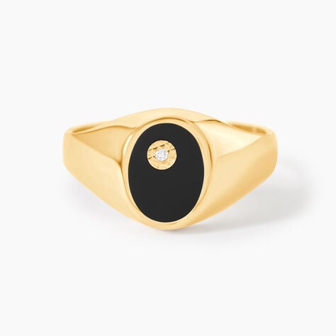 Chevali&egrave;re Giles Or Jaune Onyx Diamant - Bagues solitaires Homme | Histoire d&rsquo;Or