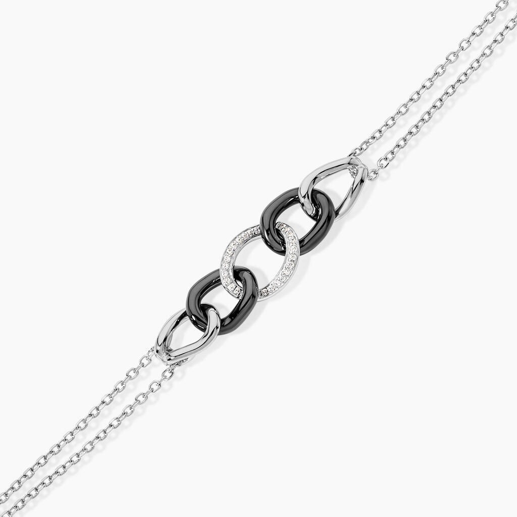 Bracelet Link Argent Blanc C&eacute;ramique Et Oxyde De Zirconium - Bracelets Femme | Histoire d&rsquo;Or
