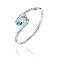 Bague Loriane Or Blanc Aigue Marine Et Diamant