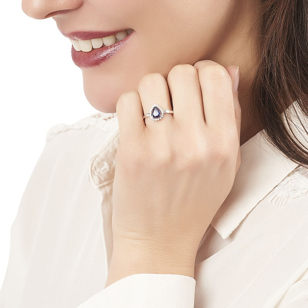 Bague Nola Or Blanc Saphir Et Diamant - Bagues solitaires Femme | Histoire d’Or