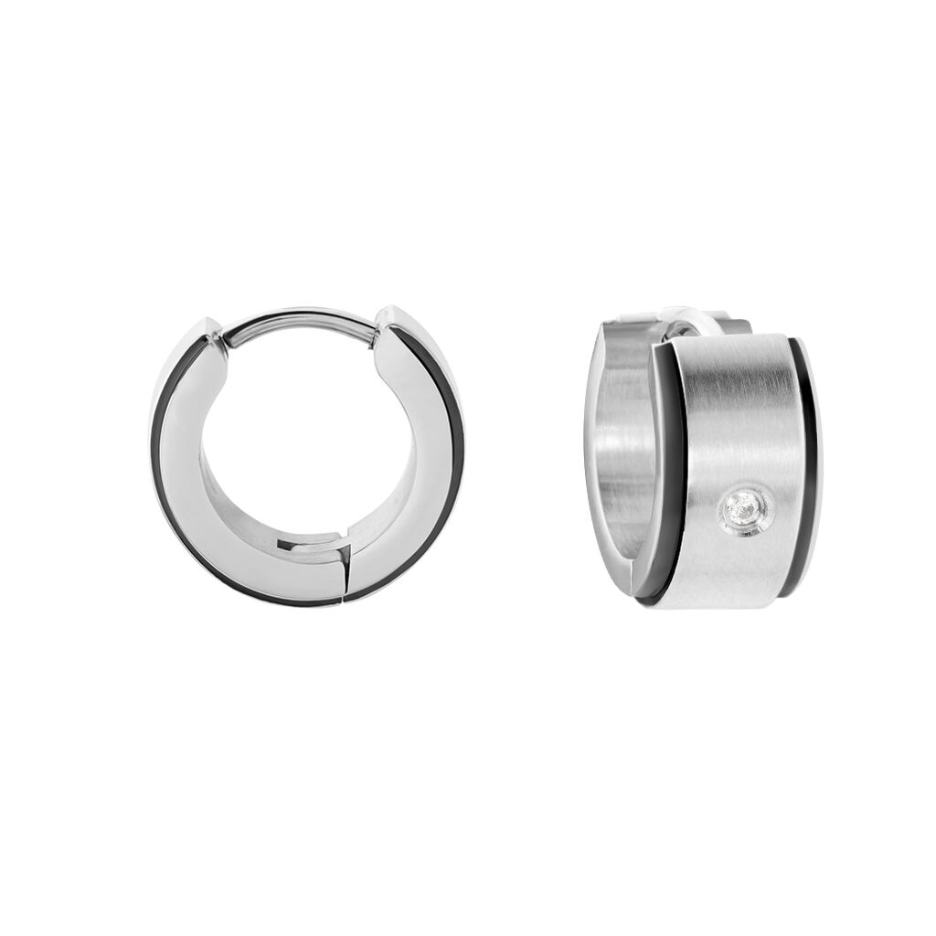 Créoles Jourdan Ios Acier Blanc Oxyde De Zirconium - Boucles d'oreilles créoles Homme | Histoire d’Or