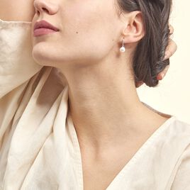 Boucles D'oreilles Pendantes Gwaldys Argent Perle De Culture Et Oxyde - Boucles d'oreilles fantaisie Femme | Histoire d’Or