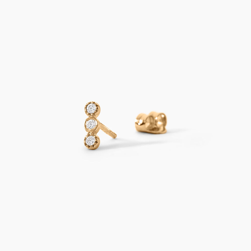 Boucles D'Oreilles Puces Emerica Plaqu&eacute; Or Jaune Oxyde De Zirconium - Boucles d'oreilles fantaisie Femme | Histoire d&rsquo;Or