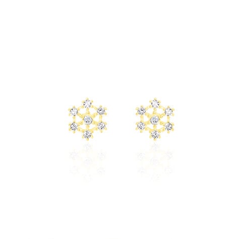 Boucles D'oreilles Puces Eileen Flocon Or Jaune Oxyde De Zirconium - Clous d'oreilles Femme | Histoire d’Or