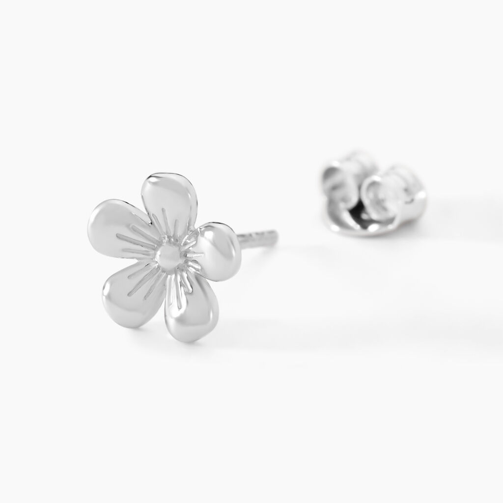 Boucles D'oreilles Puces Locmae Argent Blanc - Boucles d'oreilles fantaisie Femme | Histoire d’Or