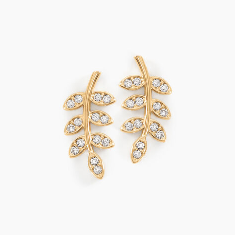 Boucles D'oreilles Puces Ael Or Jaune Oxyde De Zirconium - Clous d'oreilles Femme | Histoire d’Or