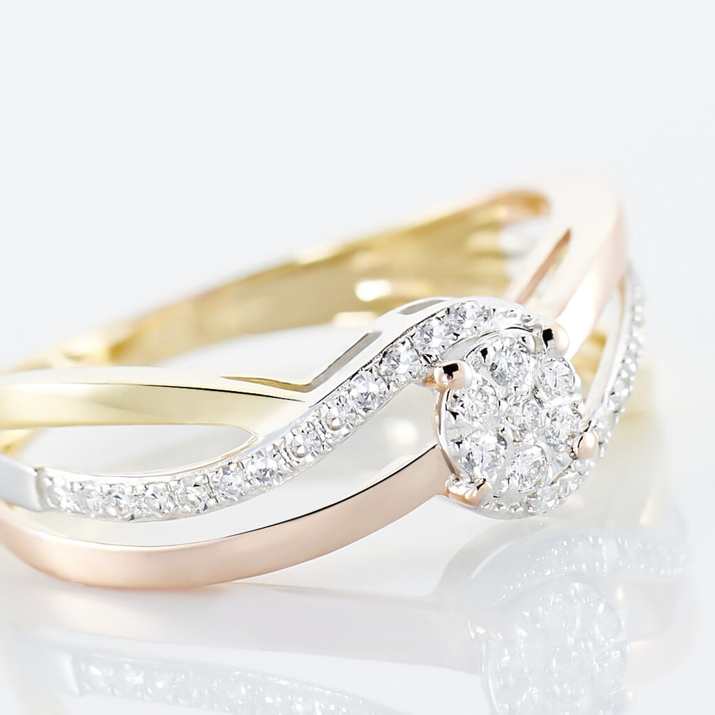 Bague Kyliane Or Tricolore Diamant - Bagues avec pierre Femme | Histoire d&rsquo;Or