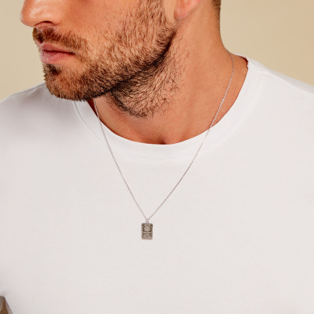 Collier Tarot Argent Blanc - Colliers fantaisie Homme | Histoire d’Or