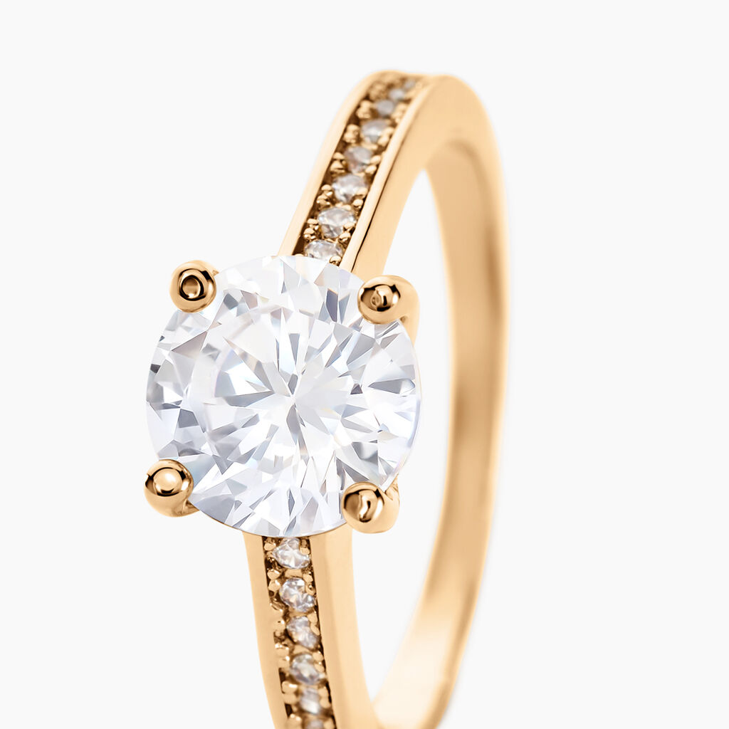 Bague Solitaire Zoura Plaqué Or Jaune Oxyde De Zirconium - Bagues solitaires Femme | Histoire d’Or