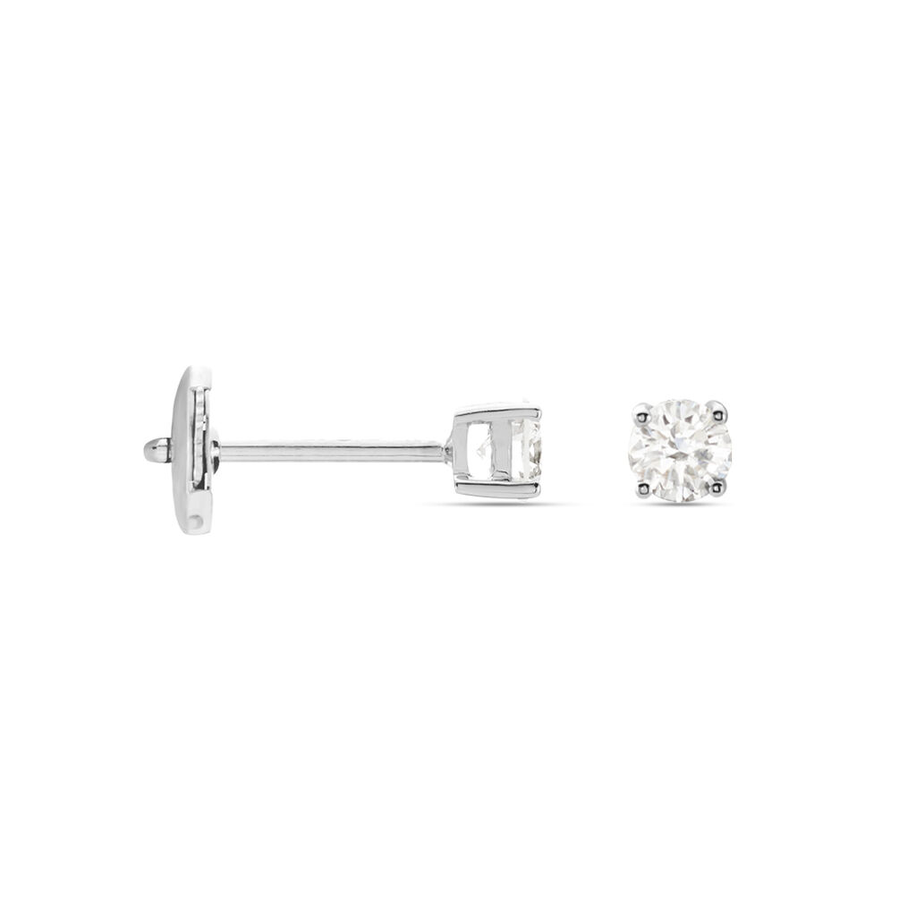Boucles D'oreilles Puces Or Blanc  Diamants Synthétique - Clous d'oreilles Femme | Histoire d’Or