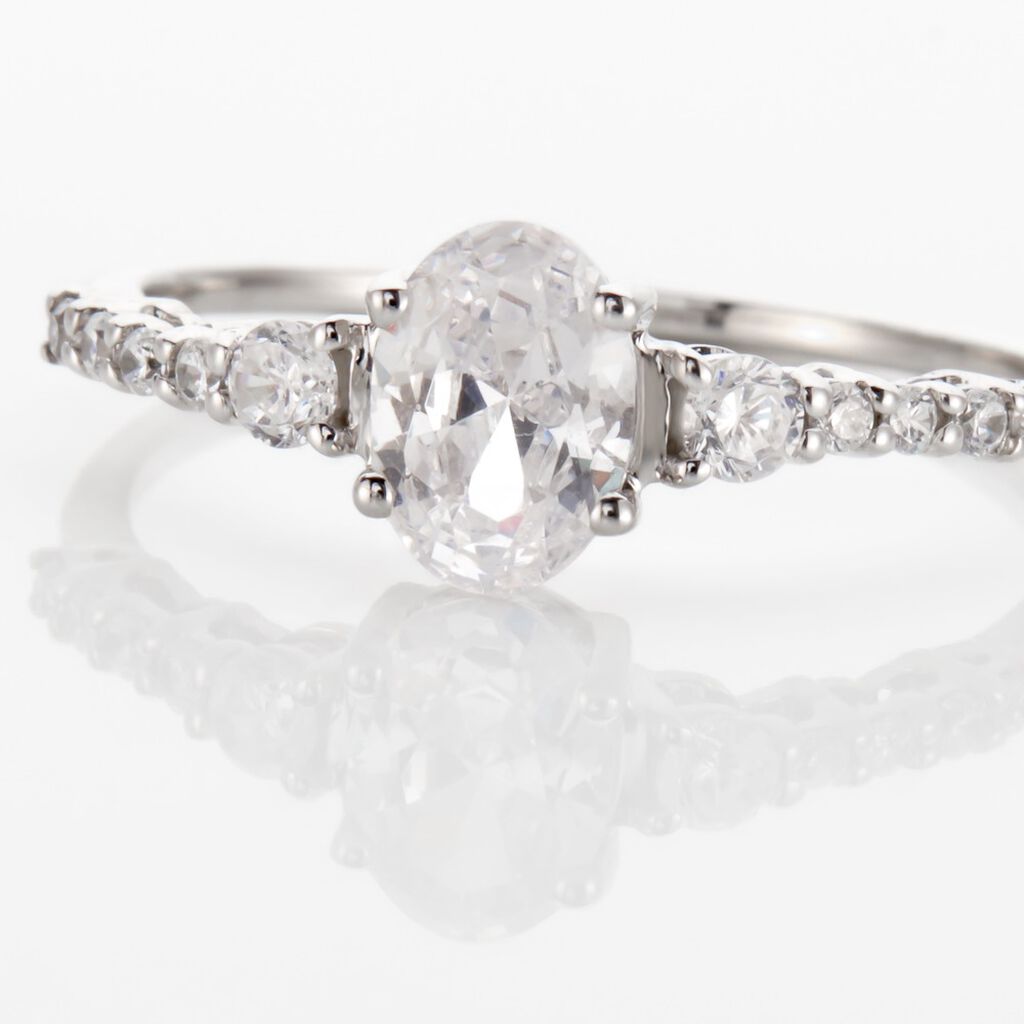 Bague Or Blanc Peadar Oxyde De Zirconium - Bagues solitaires Femme | Histoire d’Or