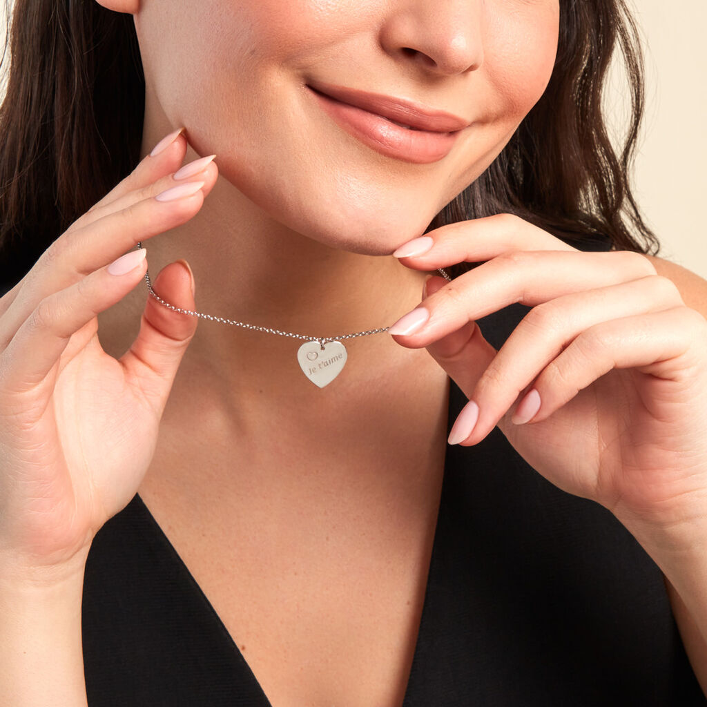 Collier Argent Blanc Sharla - Colliers fantaisie Femme | Histoire d’Or