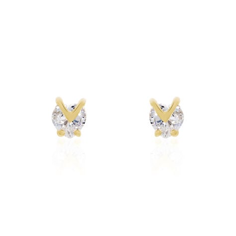 Boucles D'oreilles Puces Abelinia Plaqué Or Jaune Oxyde De Zirconium - Boucles d'oreilles fantaisie Femme | Histoire d’Or