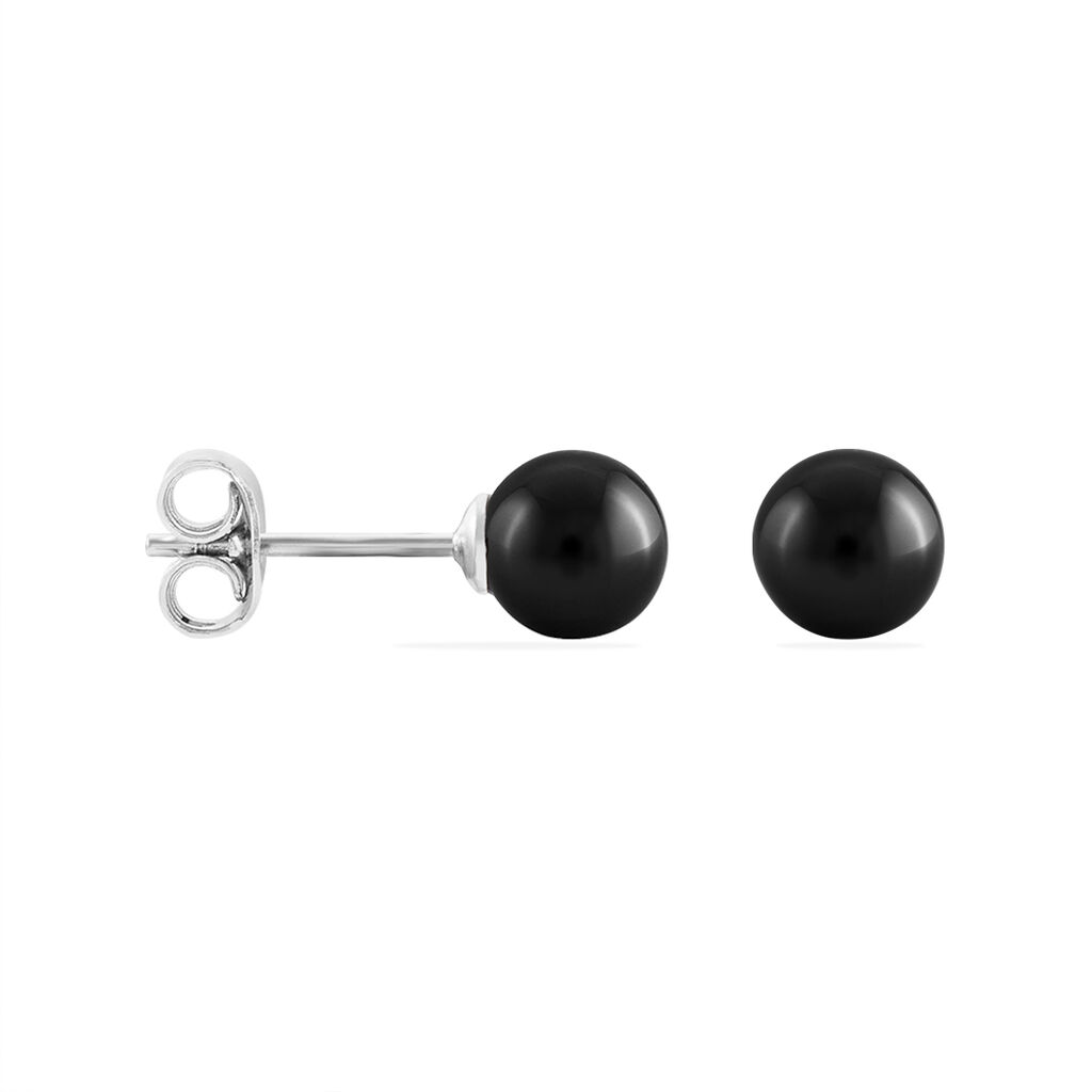 Boucles D'oreilles Puces Orbe Argent Blanc Céramique - Boucles d'oreilles fantaisie Femme | Histoire d’Or