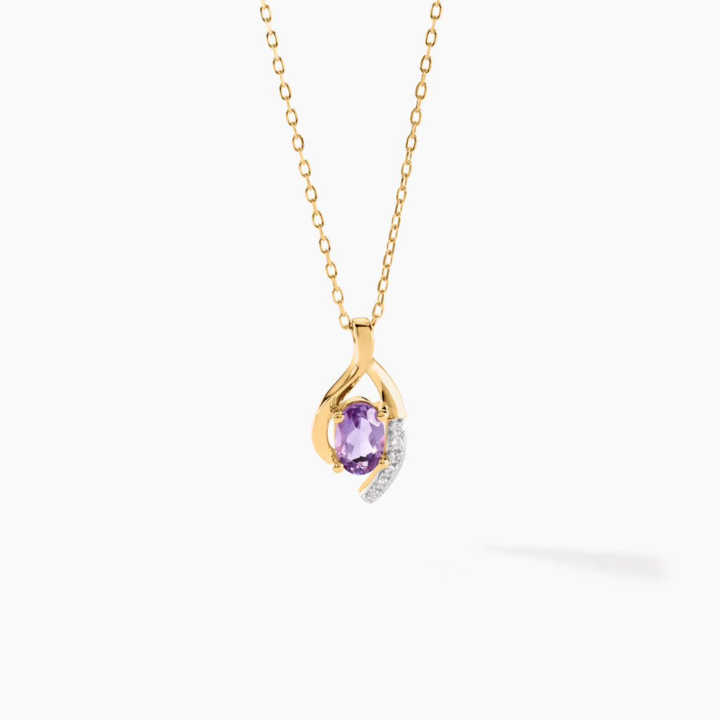Collier Sagesse Or Jaune Améthyste Oxyde De Zirconium - Colliers Femme | Histoire d’Or