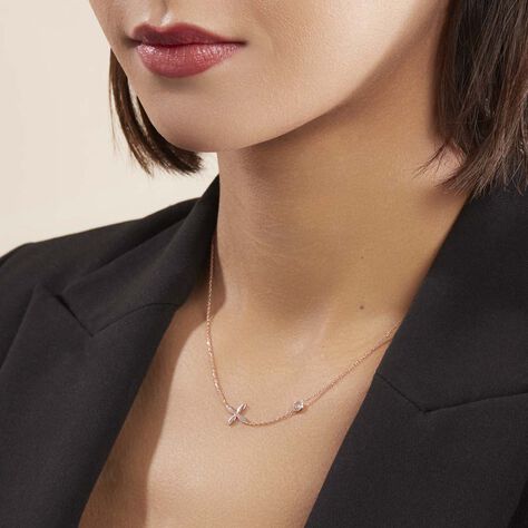 Collier Clarissa Argent Rose Oxyde De Zirconium - Colliers fantaisie Femme | Histoire d’Or