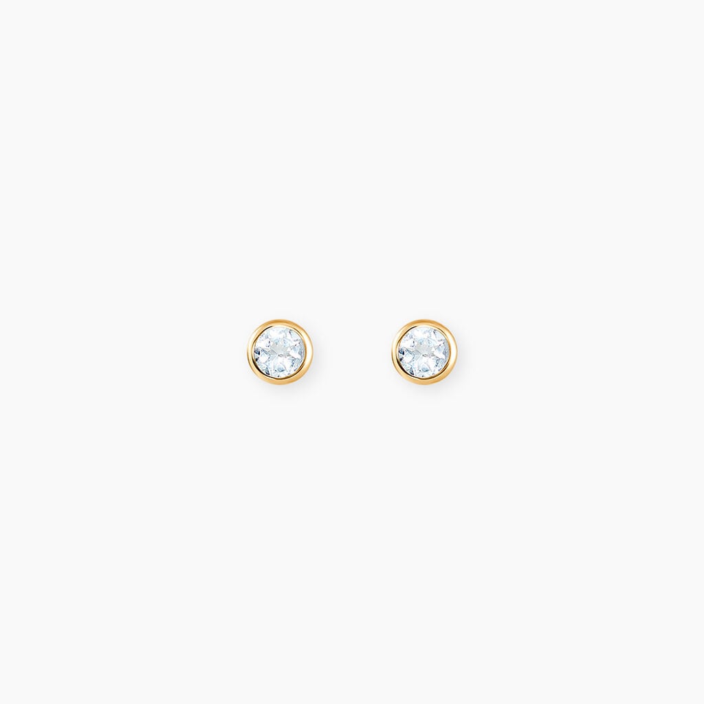 Boucles D'oreilles Puces Edy Serti Clos Or Jaune Topaze - Clous d'oreilles Femme | Histoire d&rsquo;Or