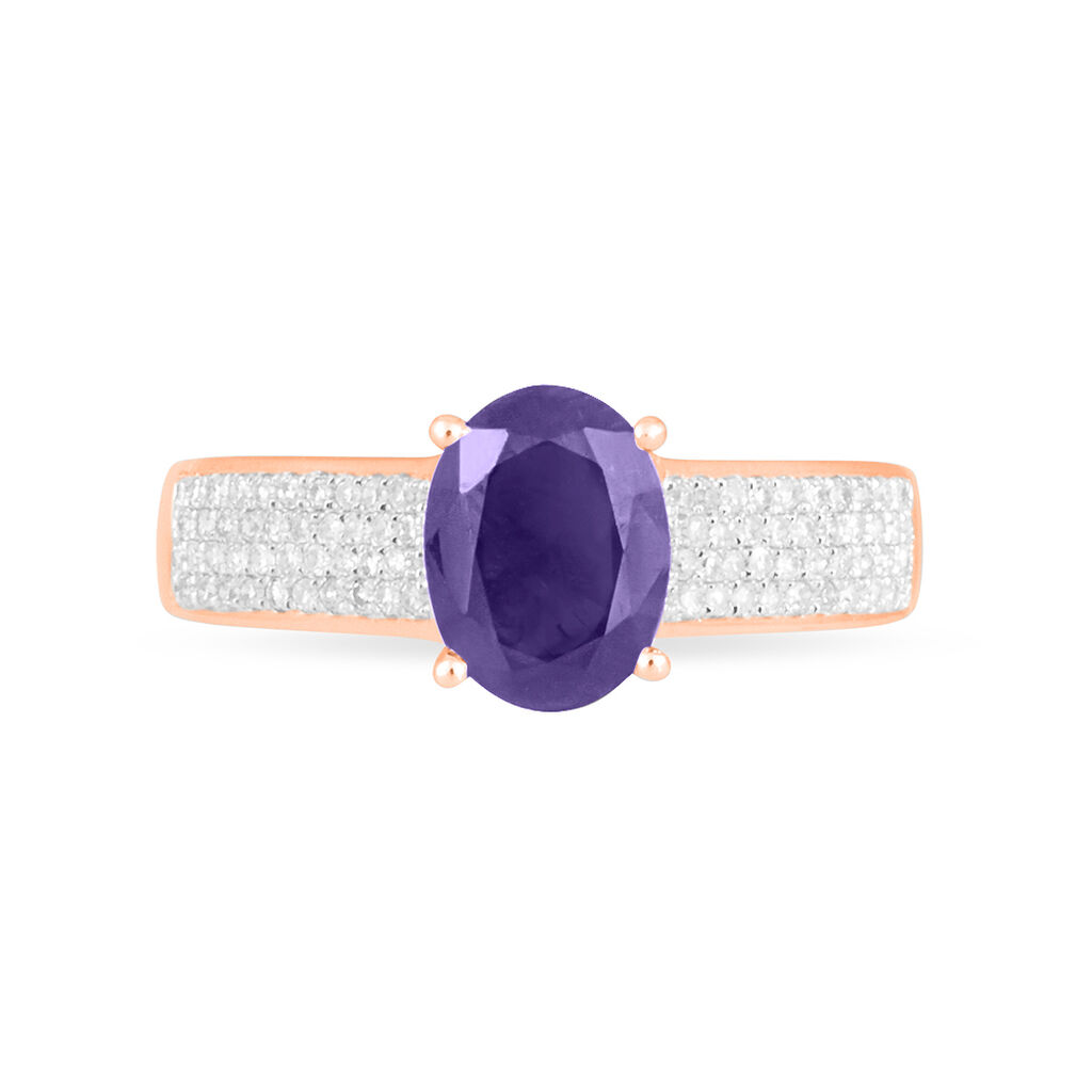 Bague Crista Or Rose Amethyste Et Diamant - Bagues solitaires Femme | Histoire d&rsquo;Or