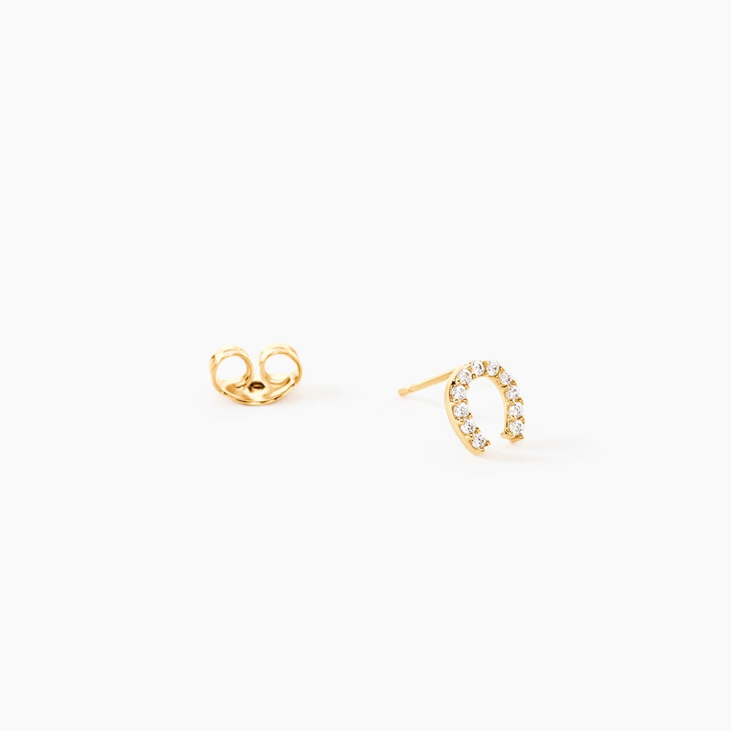 Boucles D'Oreilles Puces Bartholomaus Or Jaune Oxyde De Zirconium - Clous d'oreilles Femme | Histoire d&rsquo;Or