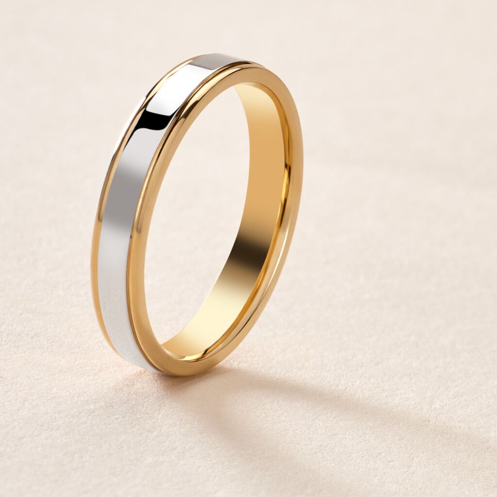 Alliance Beatrice Ruban Plat Or Bicolore - Alliances Famille | Histoire d’Or