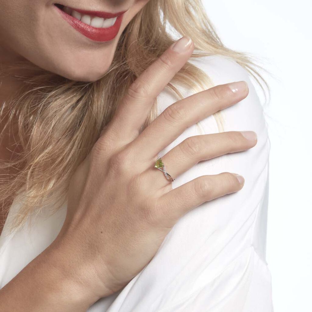 Bague Clothilde Or Blanc Peridot Et Oxyde - Bagues solitaires Femme | Histoire d’Or