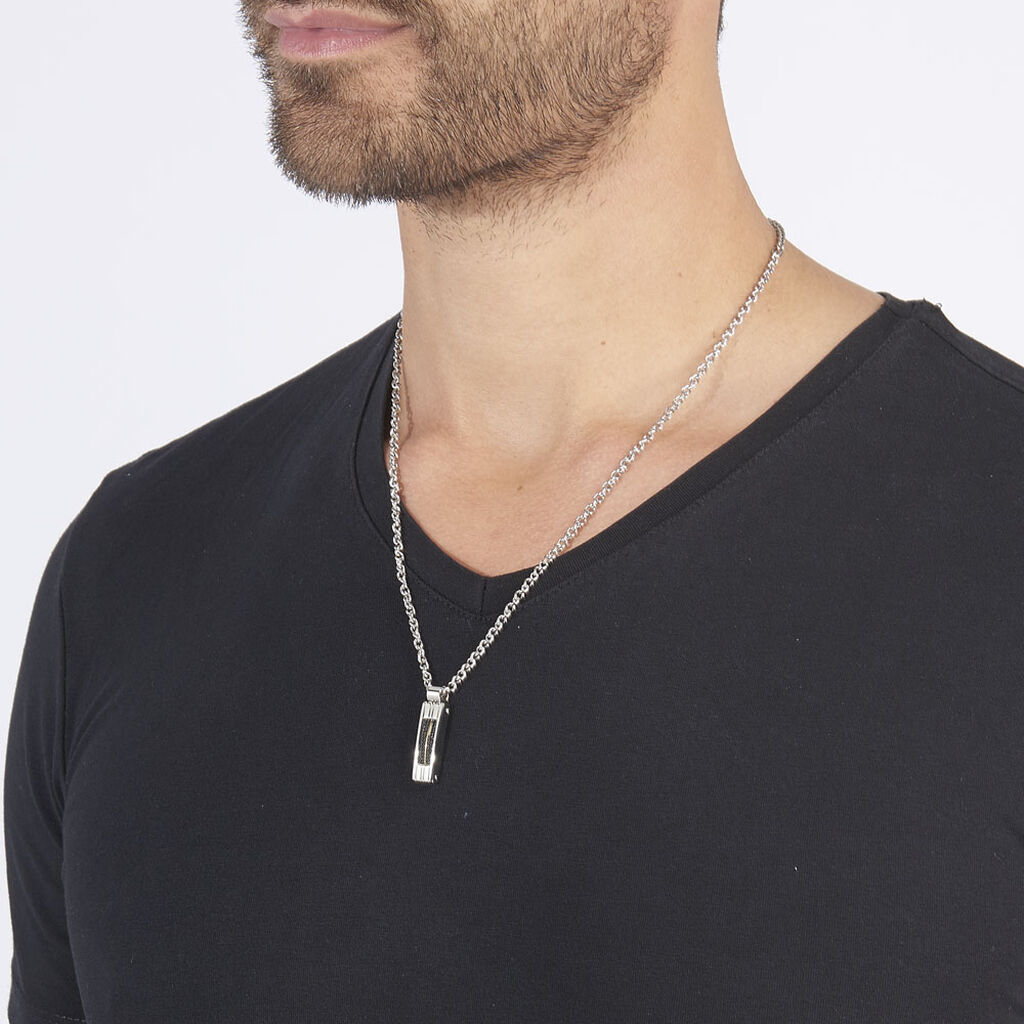Collier Charlie-rose Acier Blanc - Colliers Homme | Histoire d’Or
