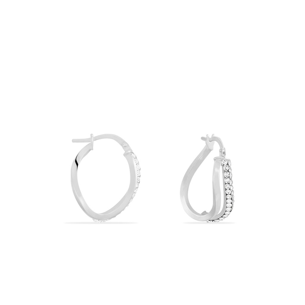 Créoles Hekate Or Blanc Strass - Boucles d'oreilles créoles Femme | Histoire d’Or